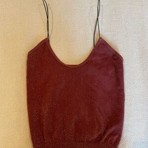Free People Burgundy Fitted Sleeveless Camisole Top